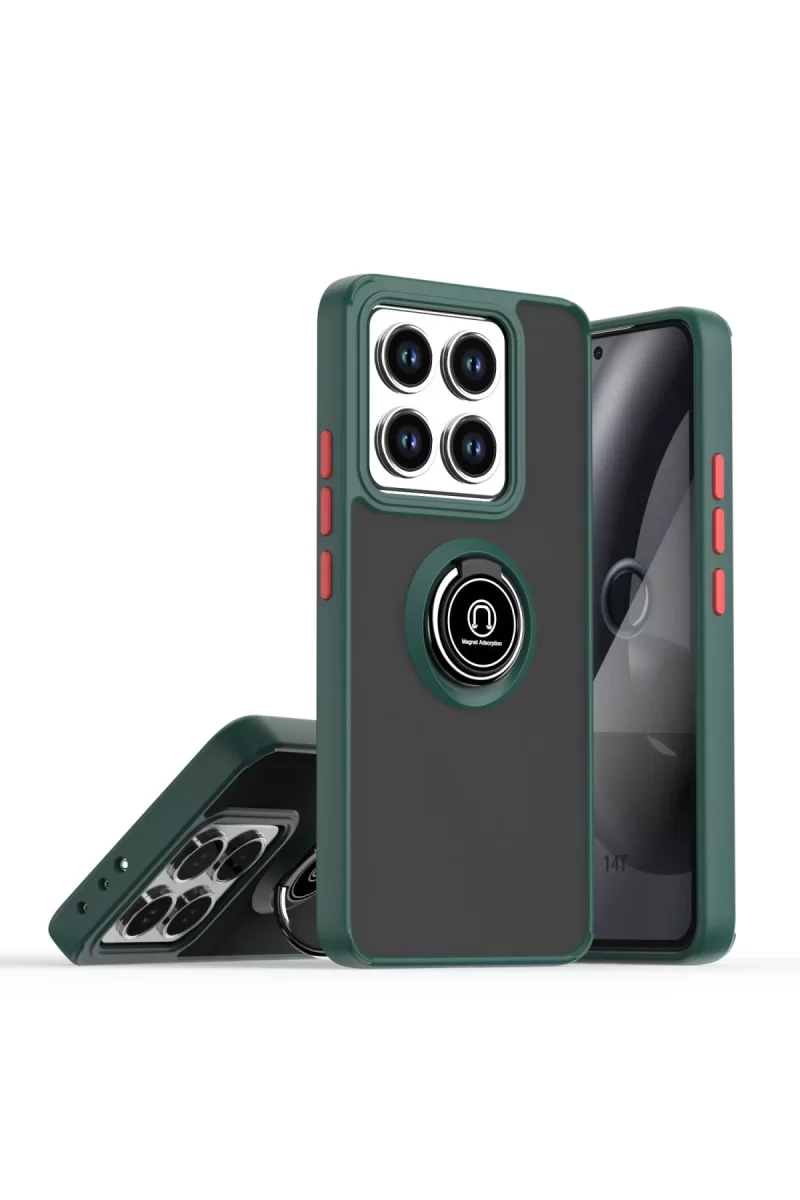 Newface Xiaomi Mi 14T Montreal Yüzüklü Silikon Kapak - Yeşil
