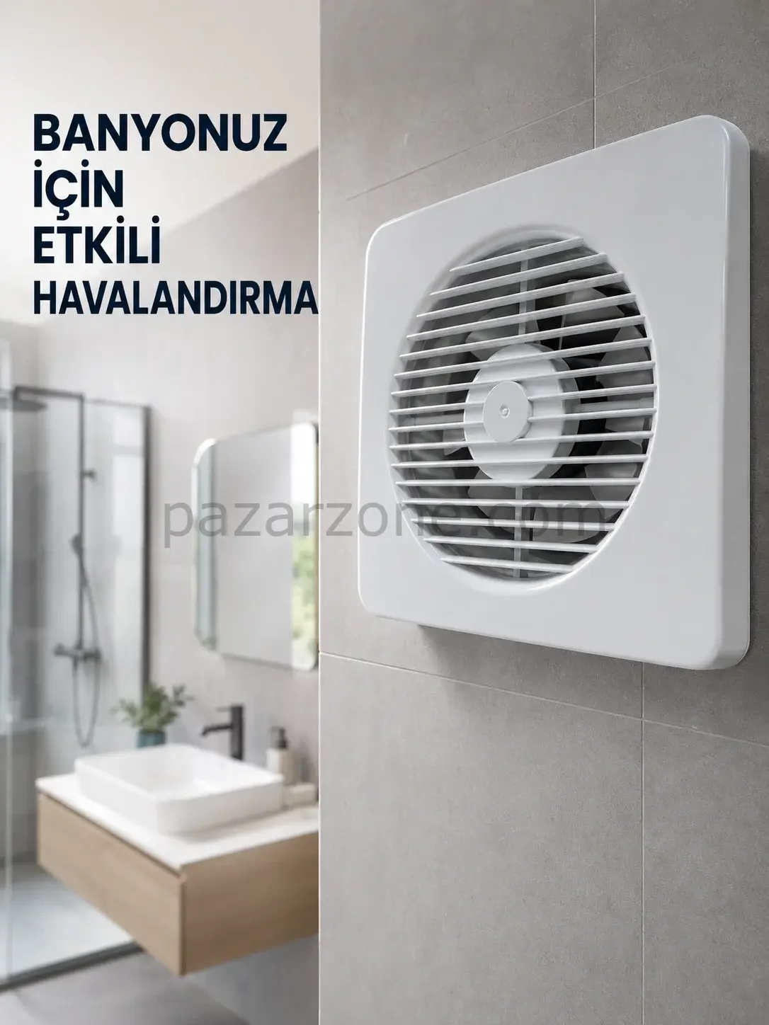 20 W Havalandırma Fanı 150 mm Bağlantı Çapı 20,8 x 20,8 cm Dekoratif Aspiratör