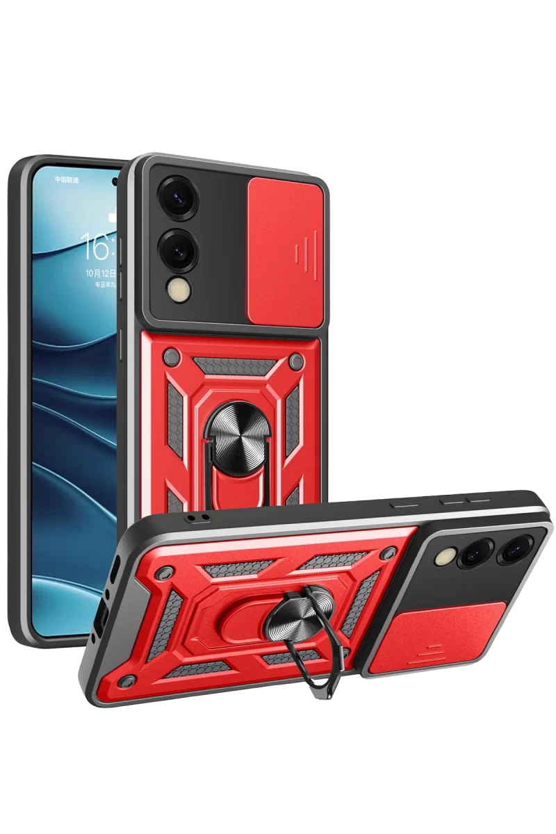 Newface Samsung Galaxy S25 Edge Pars Lens Yüzüklü Silikon - Kırmızı
