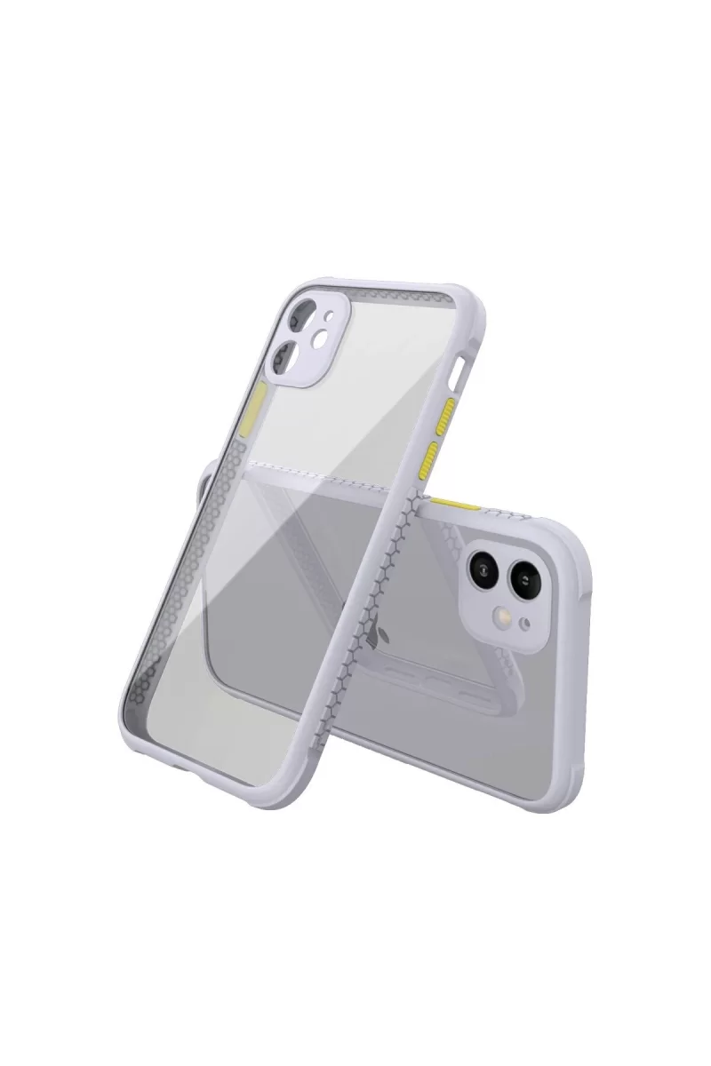 Newface Apple iPhone 12 Mini Kılıf Miami Şeffaf Silikon - Lila