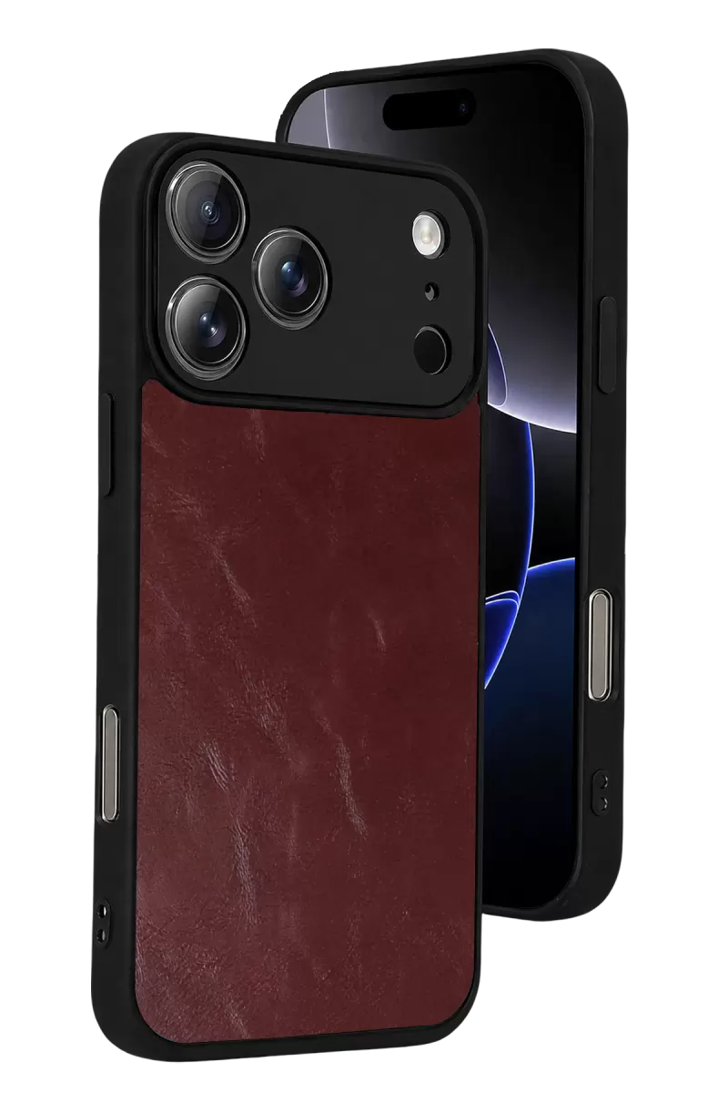 Newface Apple iPhone 17 Pro Max Aras Deri Kapak - Bordo