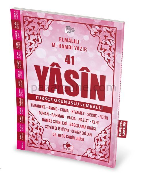 41 Yasin Türkçe Okunuşlu ve Mealli-Pembe Kapak Orta Boy