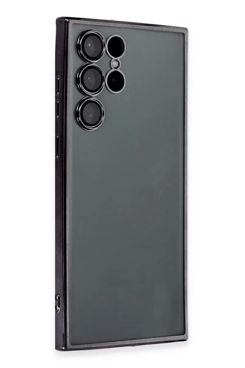 Newface Samsung Galaxy S22 Ultra Kılıf Razer Lensli Silikon - Siyah