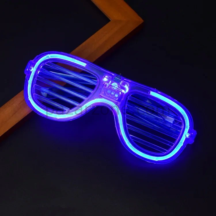 Mavi Led Işıklı Parti Gözlüğü - Neon Glow Şerit Gözlük 3 Modlu