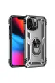 Newface Apple iPhone 13 Pro Kılıf Sofya Yüzüklü Silikon Kapak - Gümüş
