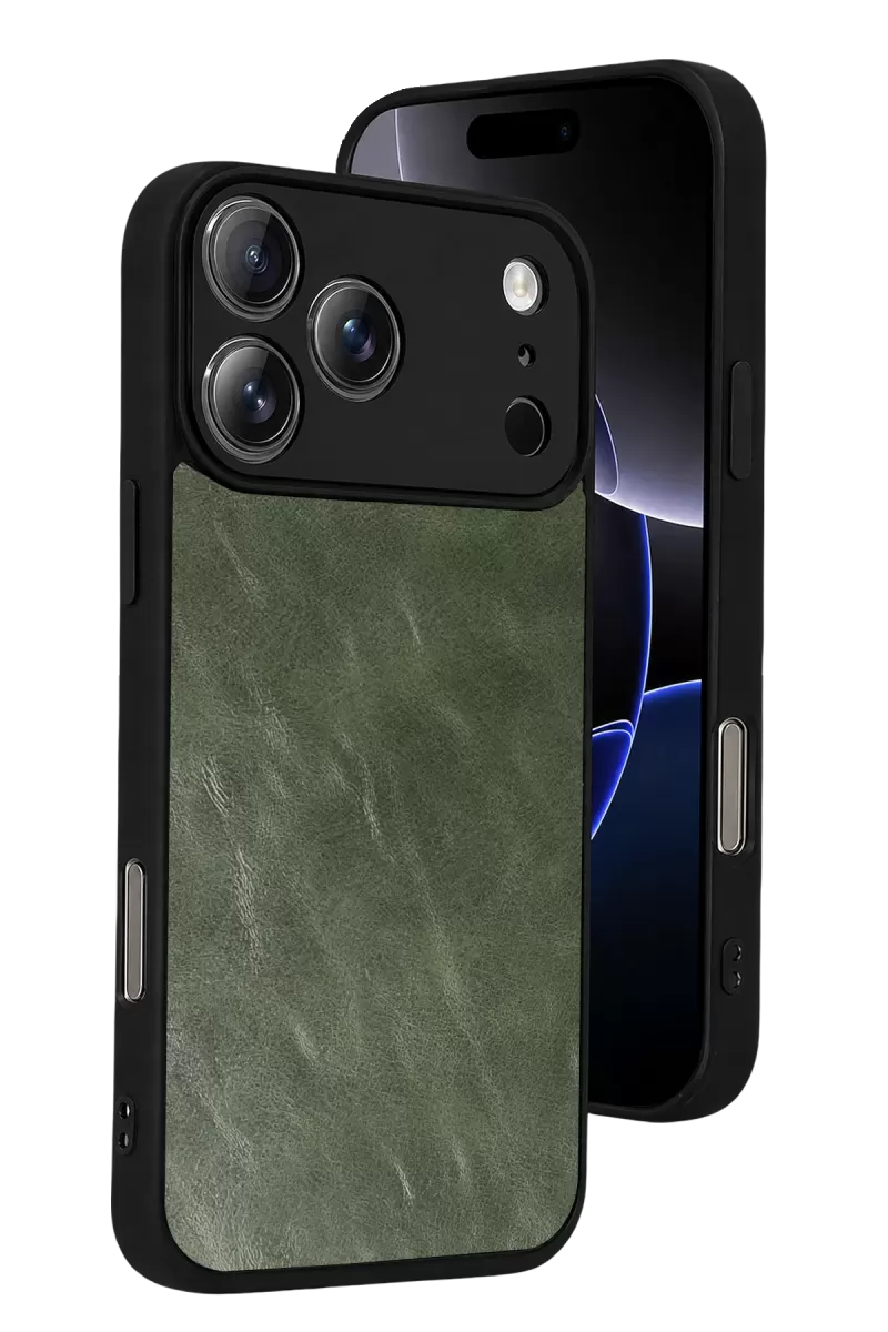 Newface Apple iPhone 17 Pro Max Aras Deri Kapak - Yeşil