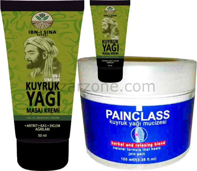 İbn-i Sina Kuyruk Yağı Teskin Kremi Kas Sırt Bel El Ayak Kullanım 2 Adet 50 ml + 1 Adet 100 ml Painclass Dindirici Krem