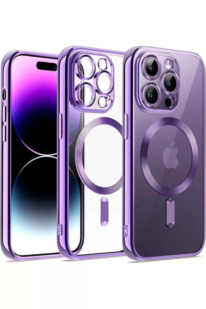 Newface Apple iPhone 13 Pro Max Kılıf Kross Magneticsafe Kapak - Mor