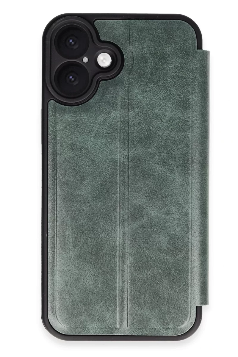 Newface Apple iPhone 16 Kılıf Flip Cover - Koyu Yeşil