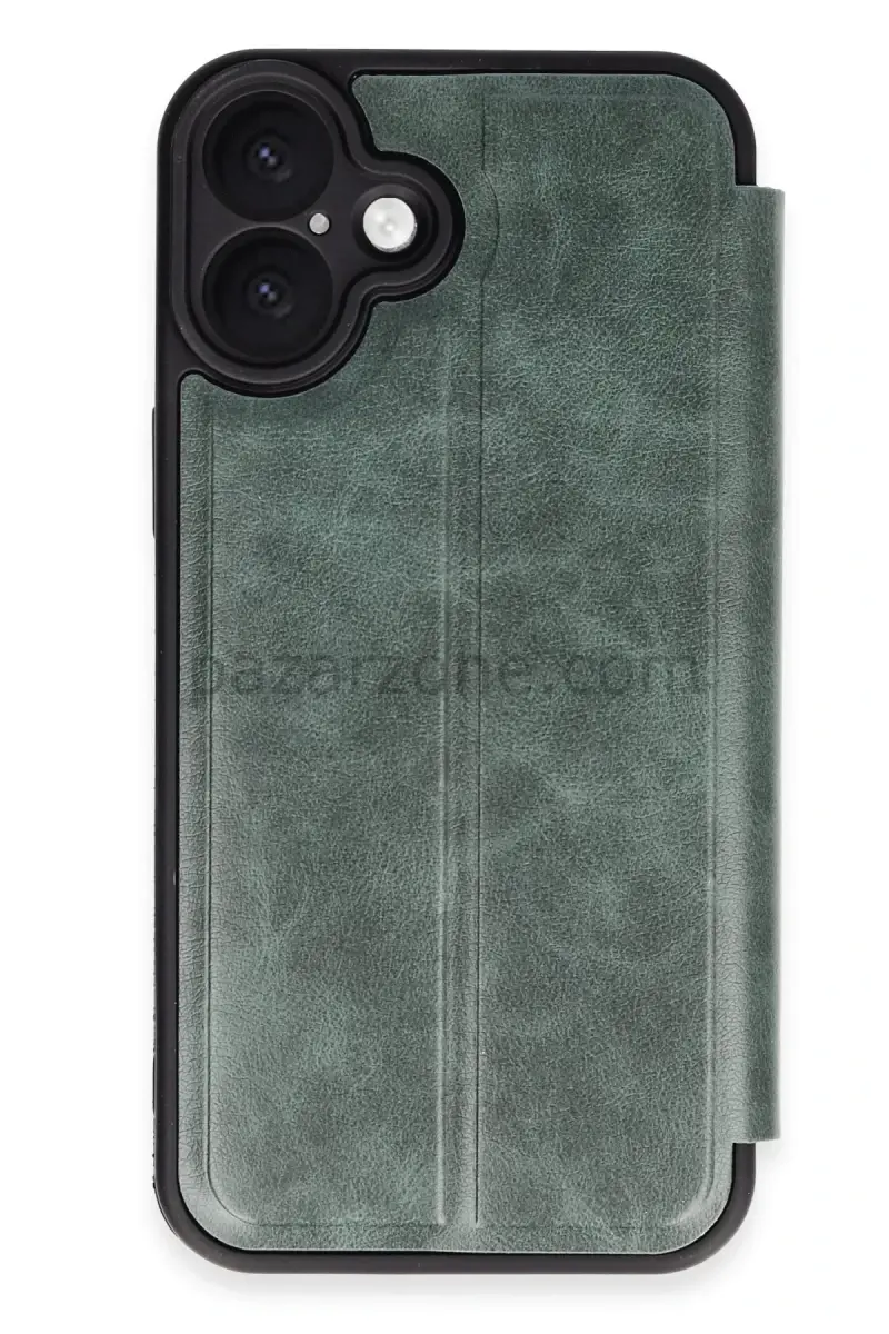 Newface Apple iPhone 16 Kılıf Flip Cover - Koyu Yeşil
