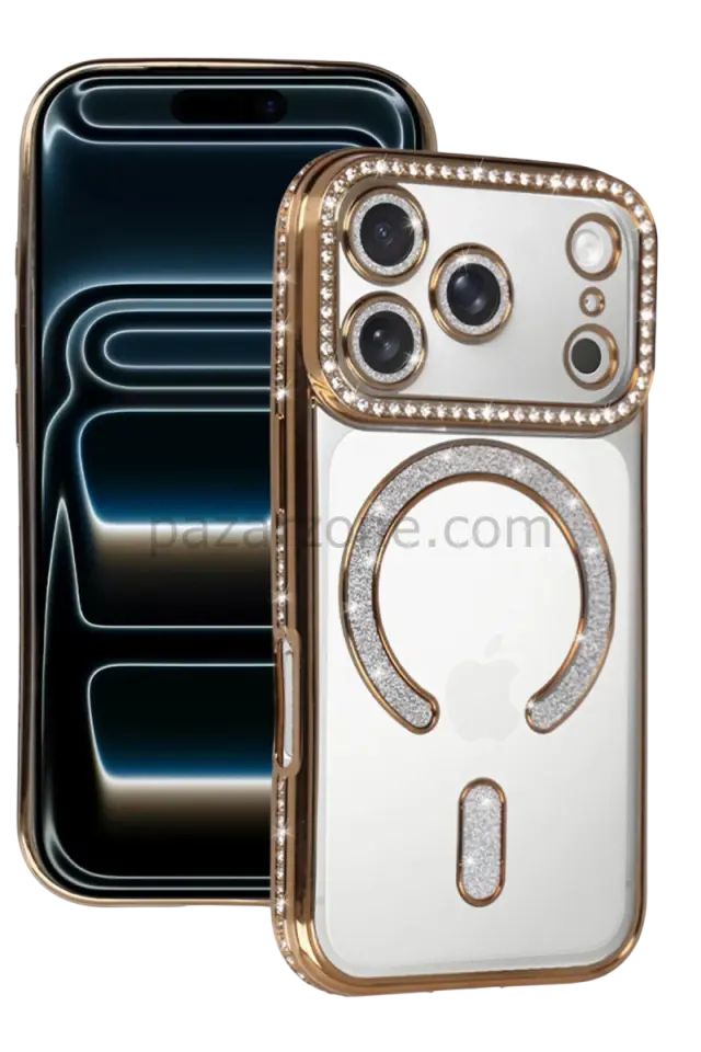 Newface Apple iPhone 17 Pro Joke Simli Magneticsafe Kılıf - Gold