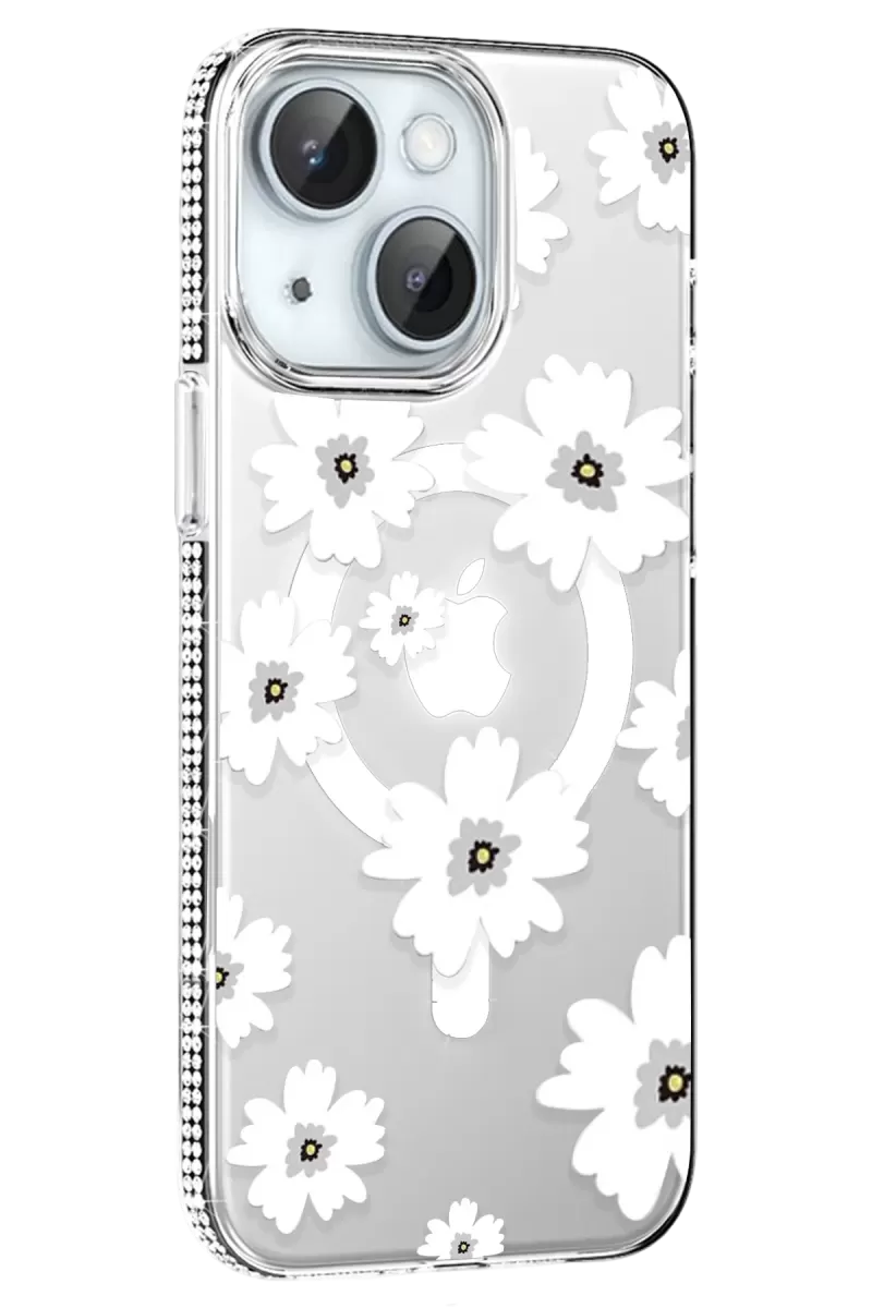 Joko Apple iPhone 14 Floral Magsafe Kapak - Beyaz