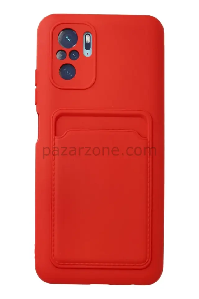 Newface Xiaomi Redmi Note 10S Kılıf Kelvin Kartvizitli Silikon - Kırmızı