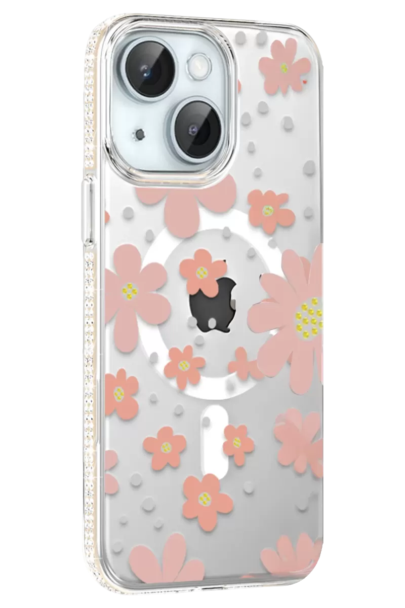 Joko Apple iPhone 14 Floral Magsafe Kapak - Pembe
