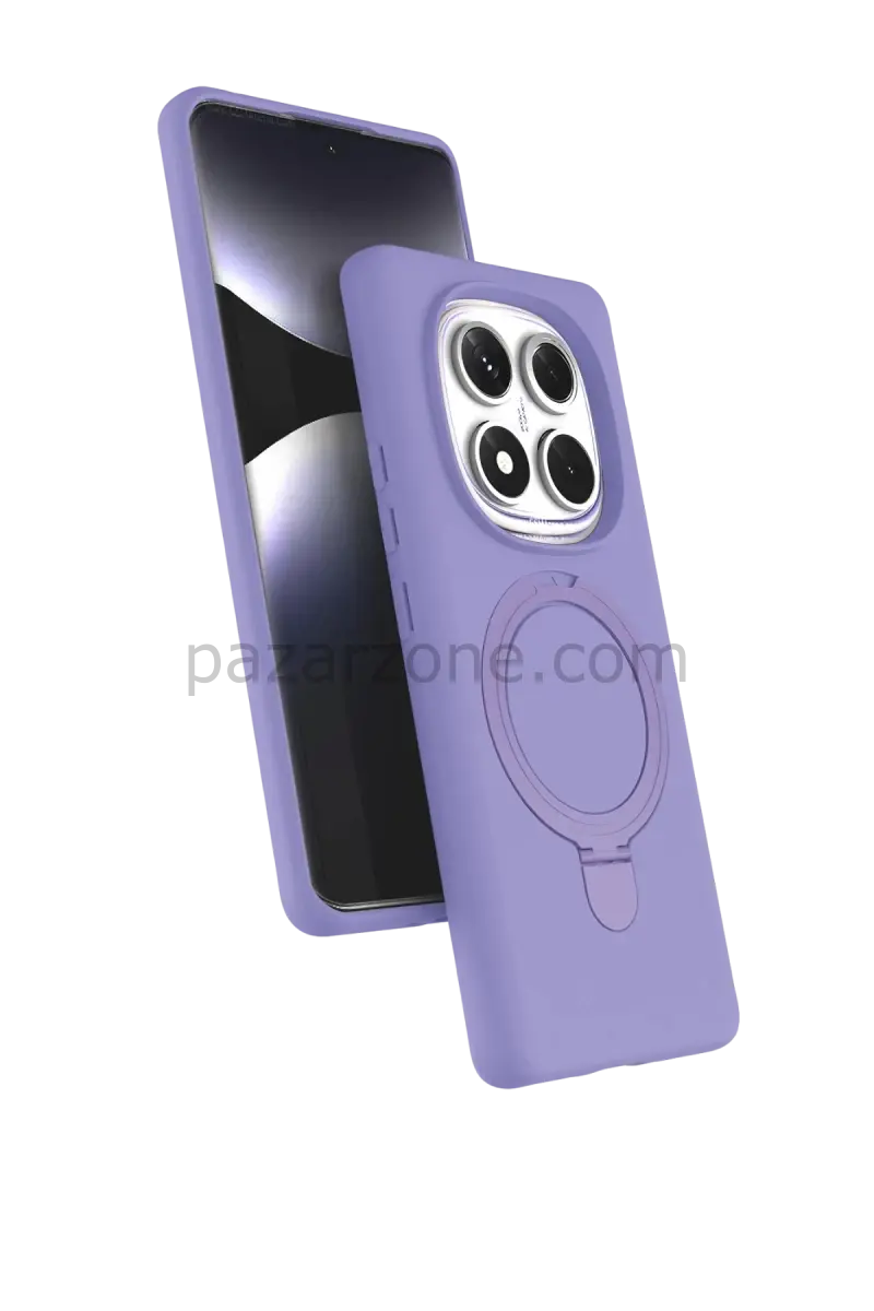 Newface Xiaomi Redmi Note 14 Pro 4G Regal Magsafe Standlı Kapak - Lila