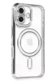 Newface Apple iPhone 16 Kılıf Joke Simli Magneticsafe Kılıf - Gri