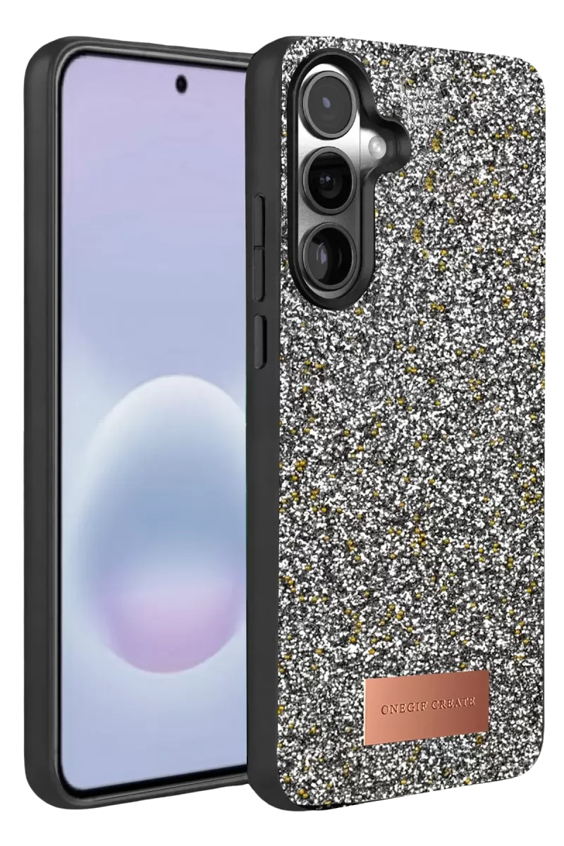 Onegif Samsung Galaxy A57 5G Bright Simli Kapak - Gold