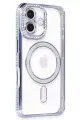 Newface Apple iPhone 16 Kılıf Joke Simli Magneticsafe Kılıf - Mavi