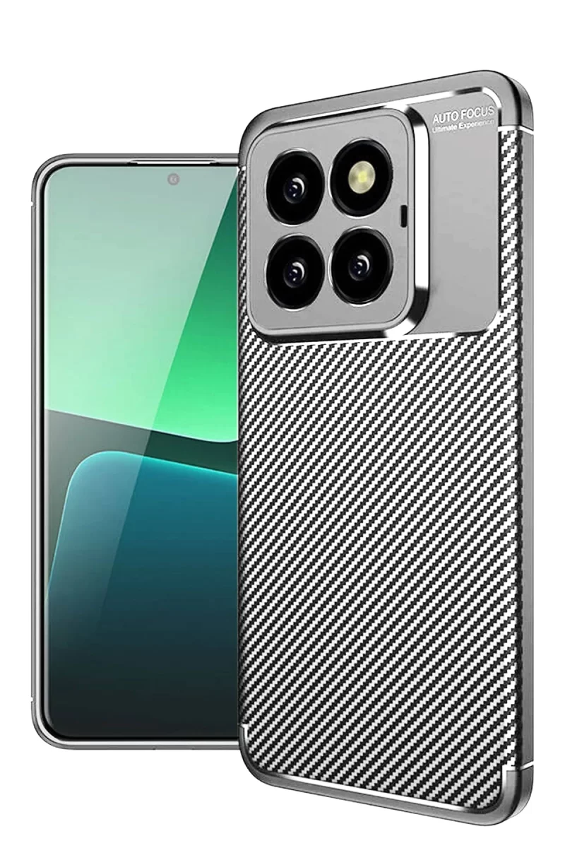 Newface Xiaomi Mi 14T Pro Kılıf Auto Focus Karbon Kapak - Gri