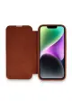 Newface Apple iPhone 14 Pro Max Kılıf Dolpin Kapaklı - Kahverengi