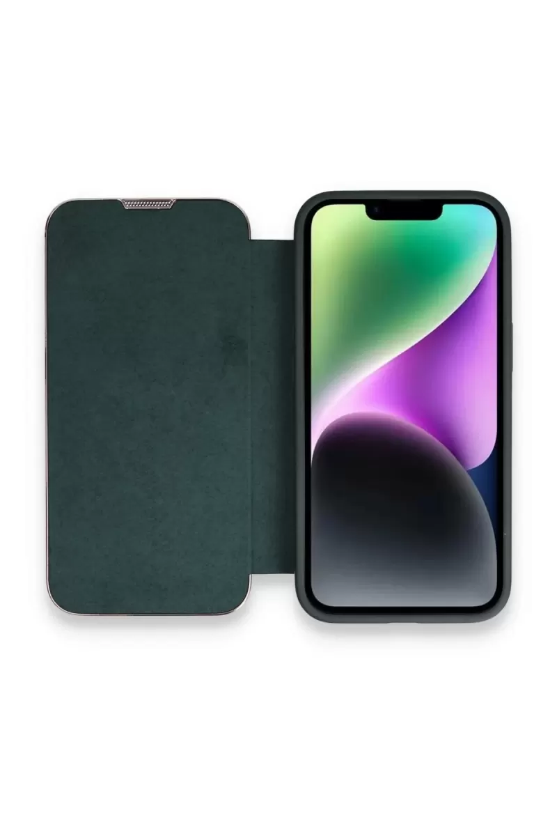 Newface Apple iPhone 14 Pro Max Kılıf Dolpin Kapaklı - Koyu Yeşil