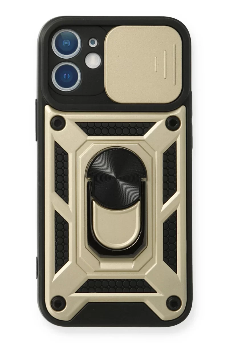 Newface Apple iPhone 12 Mini Kılıf Pars Lens Yüzüklü Silikon - Gold