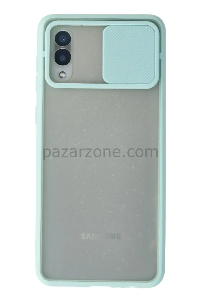 Newface Samsung Galaxy A02 Kılıf Palm Buzlu Kamera Sürgülü Silikon - Turkuaz