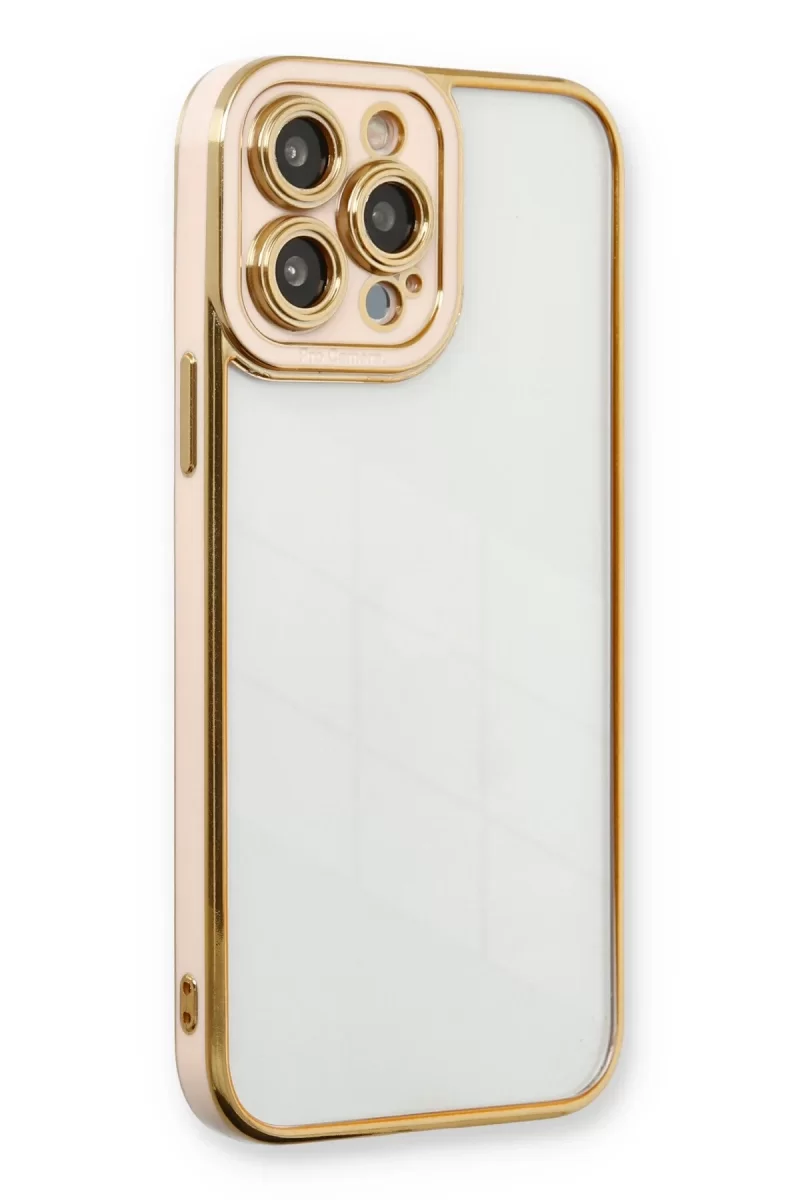 Newface Apple iPhone 13 Pro Max Kılıf Liva Lens Silikon - Pudra