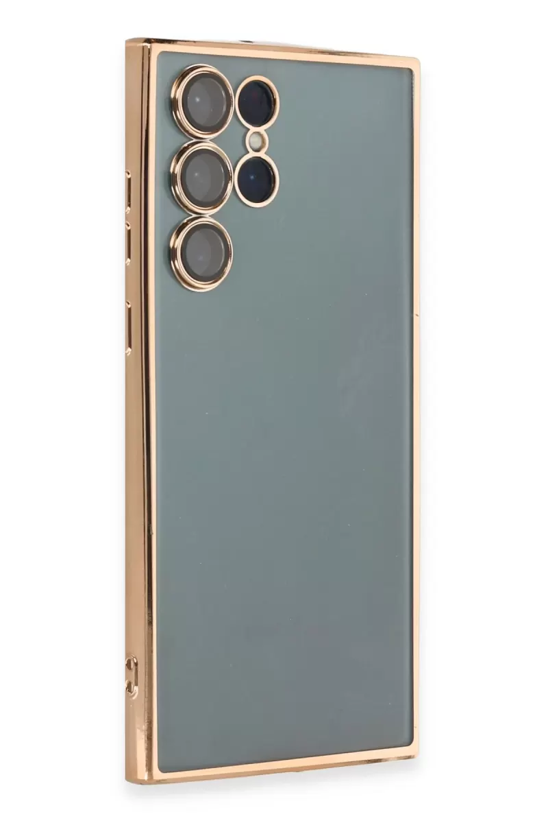Newface Samsung Galaxy S22 Ultra Kılıf Razer Lensli Silikon - Gold