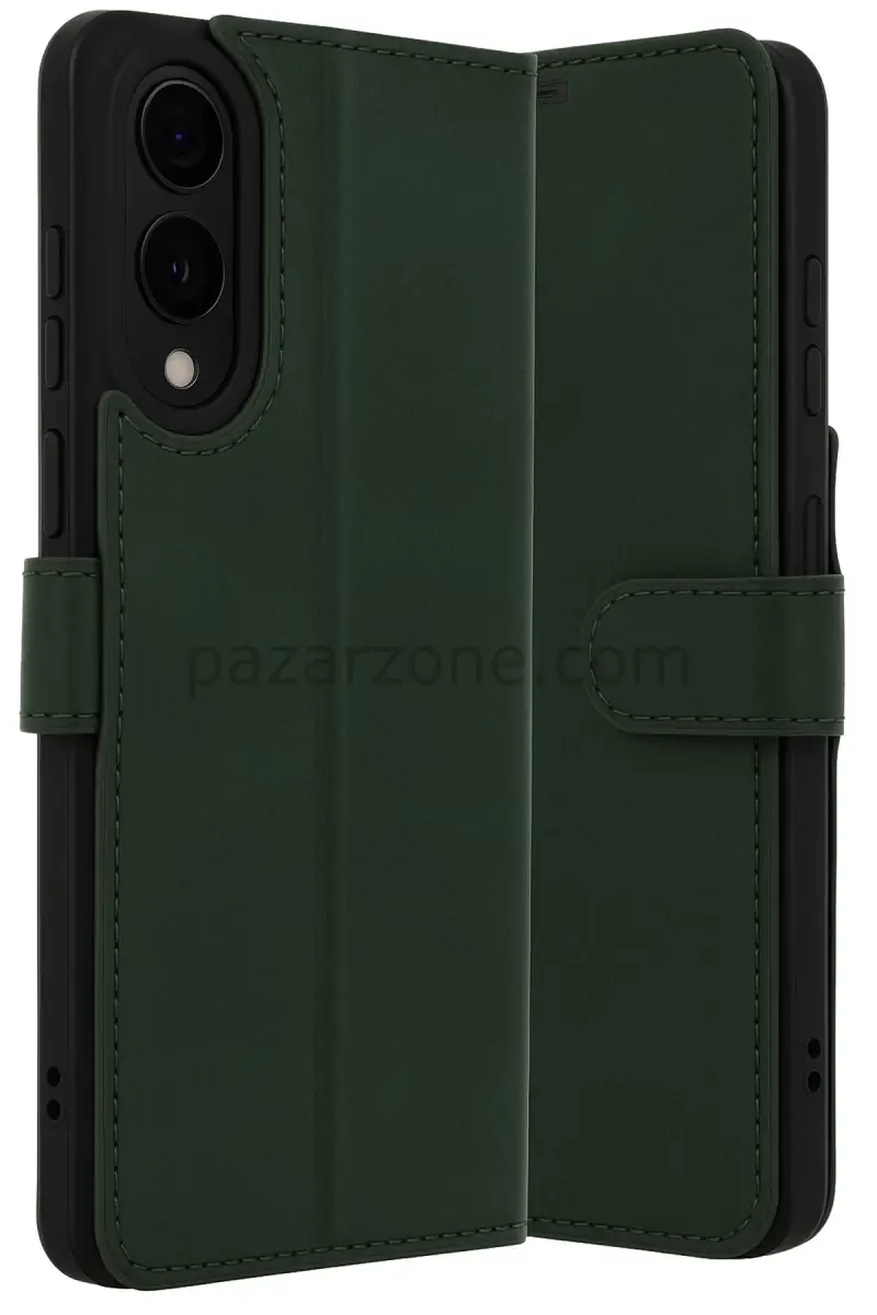 Newface Samsung Galaxy S25 Edge Trend S Plus Kapaklı Kılıf - Koyu Yeşil