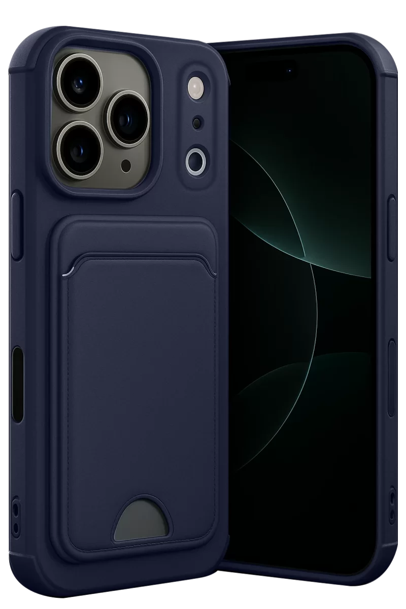 Newface Apple iPhone 17 Pro Kelvin Kartvizitli Silikon - Lacivert