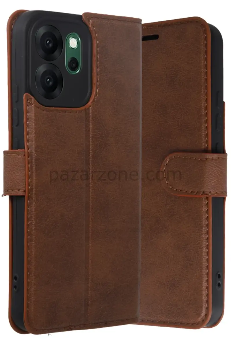 Newface Oppo Reno 14F Trend S Plus Kapaklı Kılıf - Taba