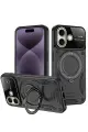 Newface Apple iPhone 16 Kılıf Joy Lens Standlı Kapak - Siyah