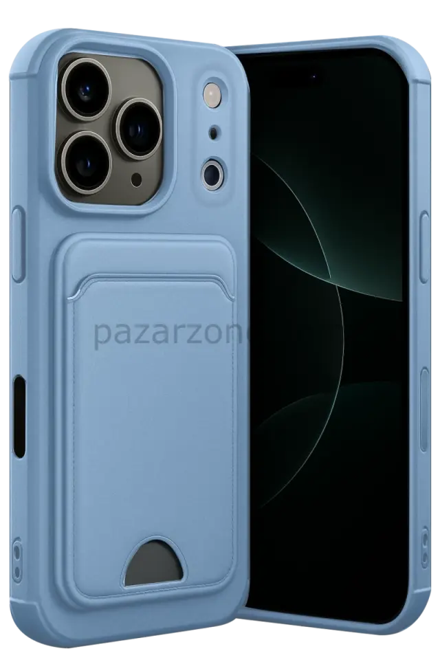 Newface Apple iPhone 17 Pro Kelvin Kartvizitli Silikon - Mavi