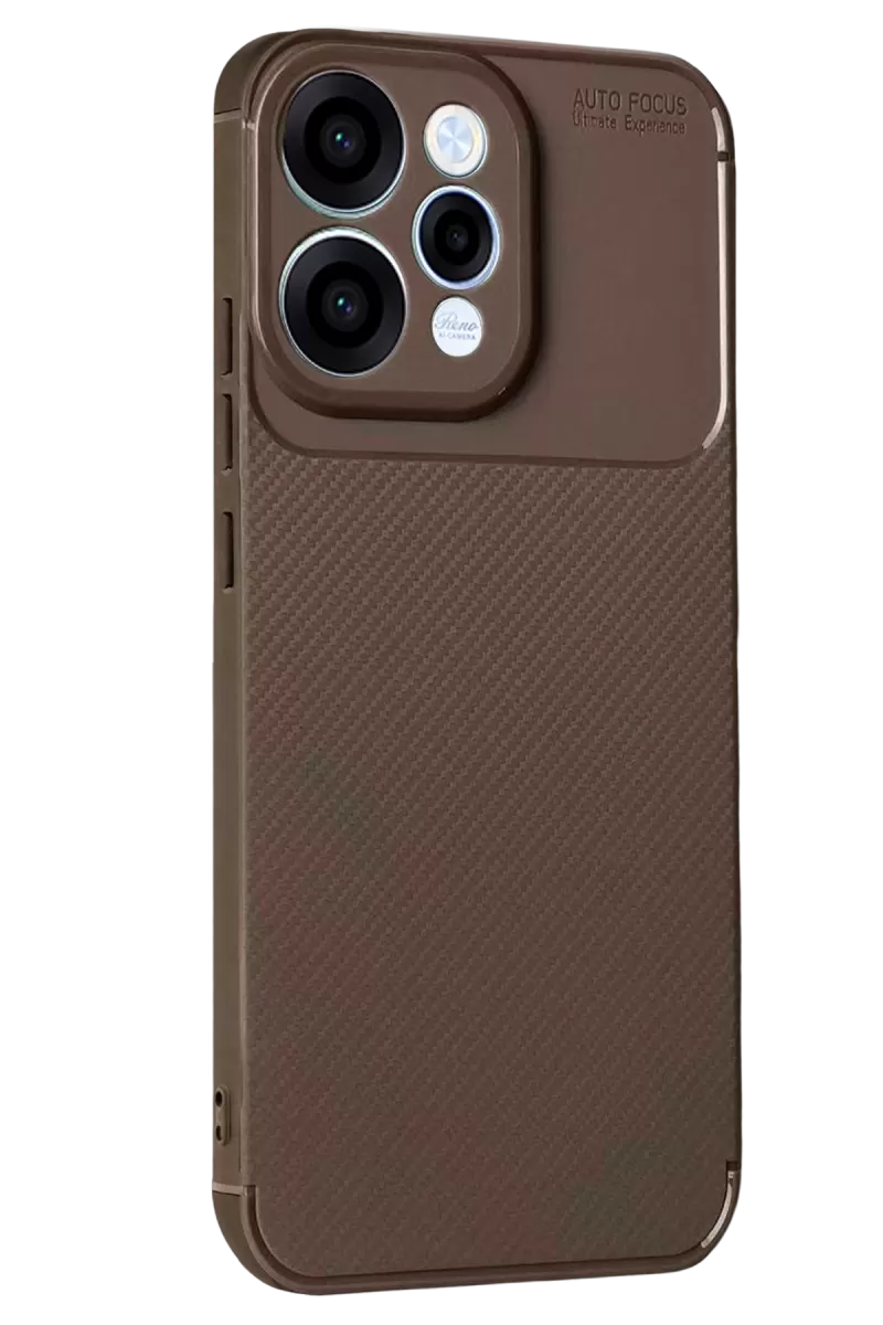 Newface Oppo Reno 15 Auto Focus Karbon Kapak - Kahverengi