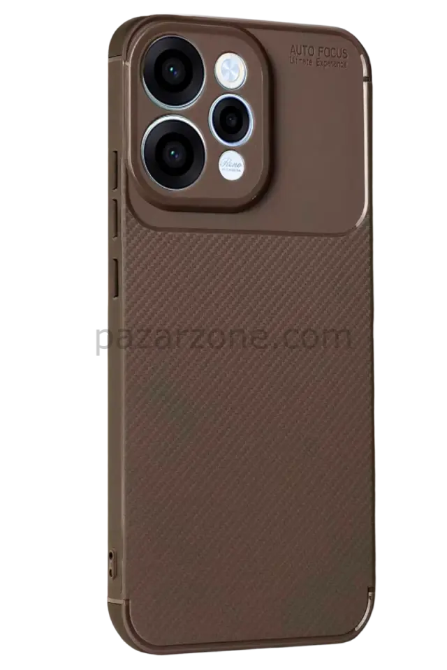 Newface Oppo Reno 15 Auto Focus Karbon Kapak - Kahverengi