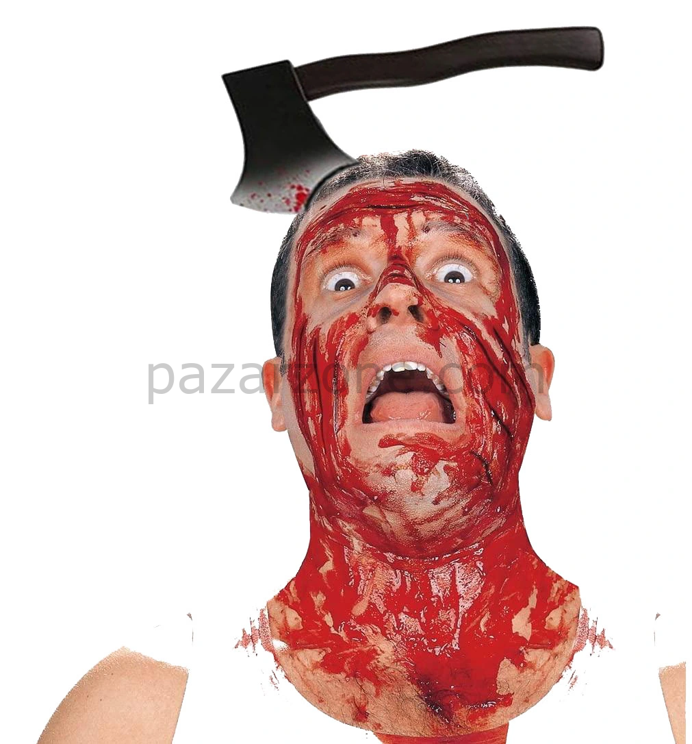Kafaya Saplanmış Halloween Kanlı Balta Şaka Tacı