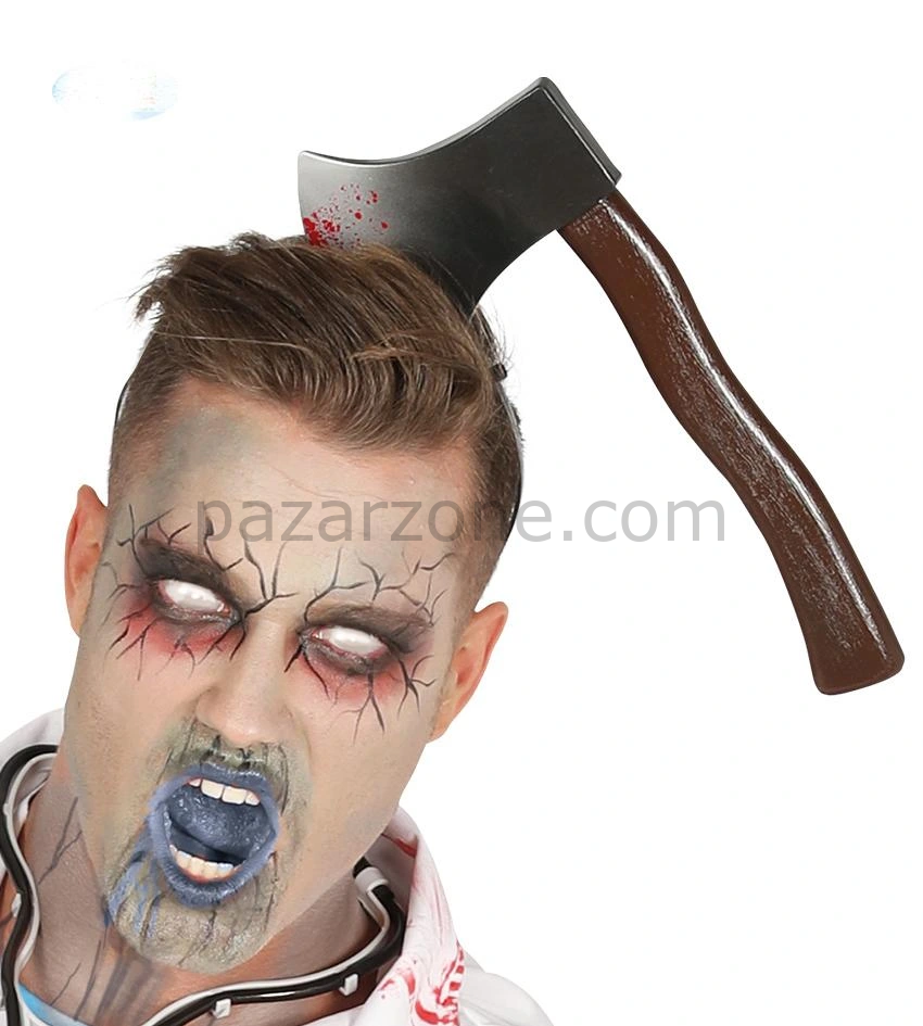 Kafaya Saplanmış Halloween Kanlı Balta Şaka Tacı