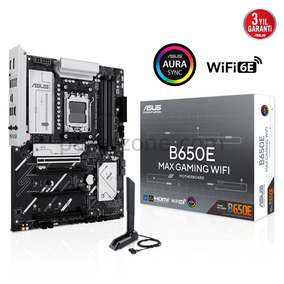 ASUS B650E MAX GAMING WIFI, 4xDDR5, 3xM.2, DP, HDMI, Type-C, Wi-Fi 6E, Bluetooth v5.3, AM5 Soket Gaming Anakart