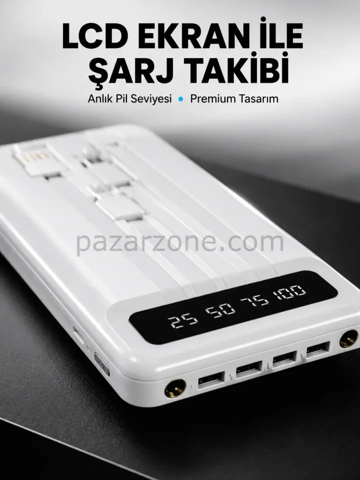 20.000mAh Taşınabilir Powerbank PD Teknolojili Çift USB Çıkışlı Yeni Nesil