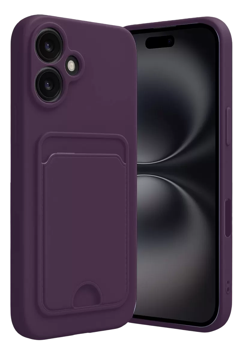 Newface Apple iPhone 16 Kılıf Kelvin Kartvizitli Silikon - Derin Mor