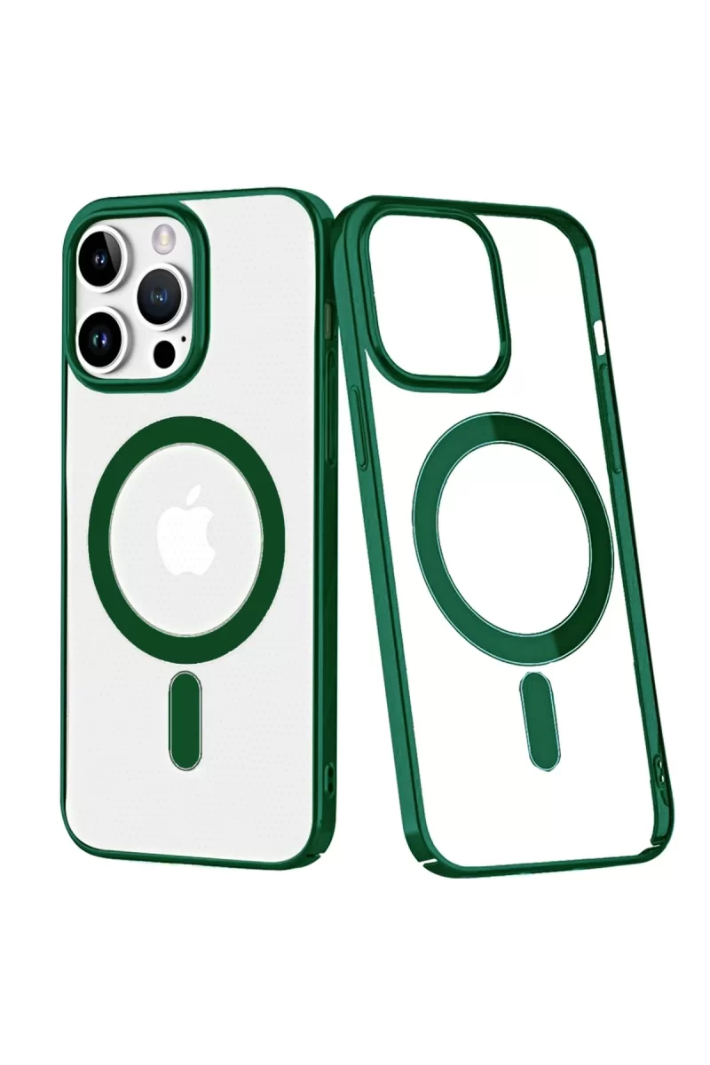 Newface Apple iPhone 14 Pro Max Kılıf Element Magneticsafe Sert Kapak - Köknar Yeşili