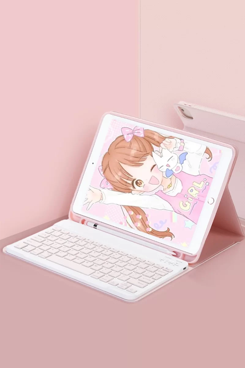 Newface Apple iPad Pro 12.9 (2022) Kılıf KC01 Smart Klavyeli Tablet Kılıfı - Pembe
