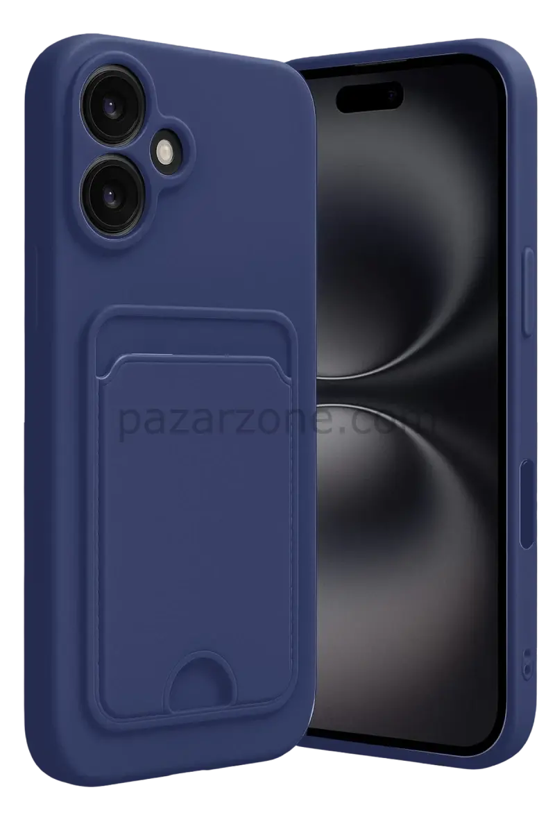Newface Apple iPhone 16 Kılıf Kelvin Kartvizitli Silikon - Lacivert