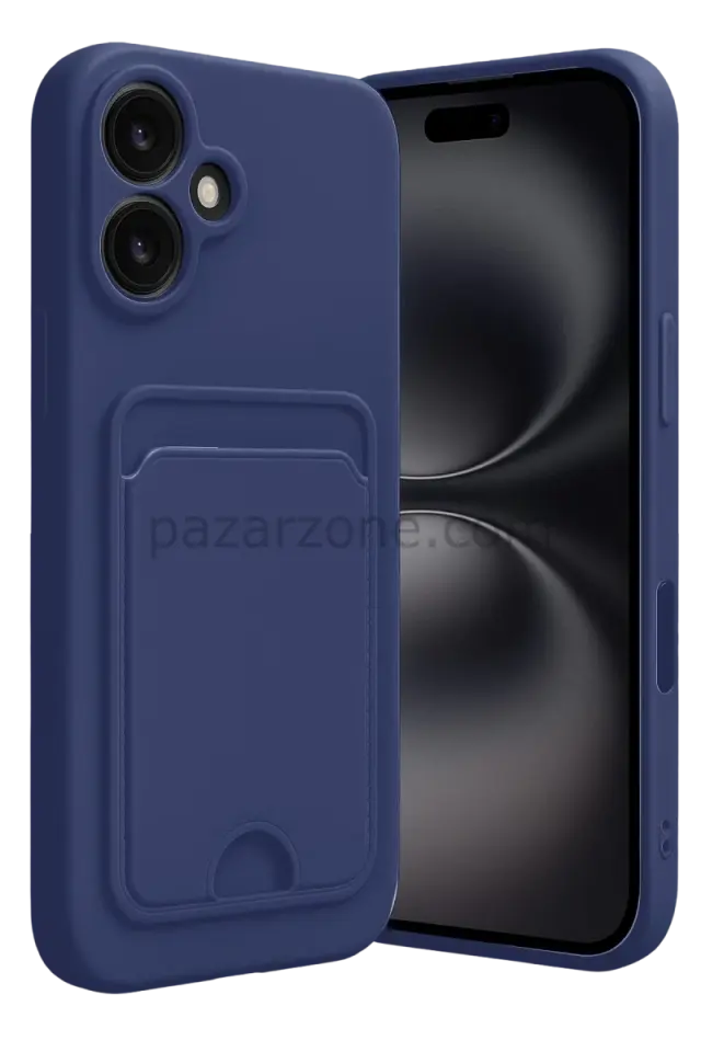 Newface Apple iPhone 16 Kılıf Kelvin Kartvizitli Silikon - Lacivert