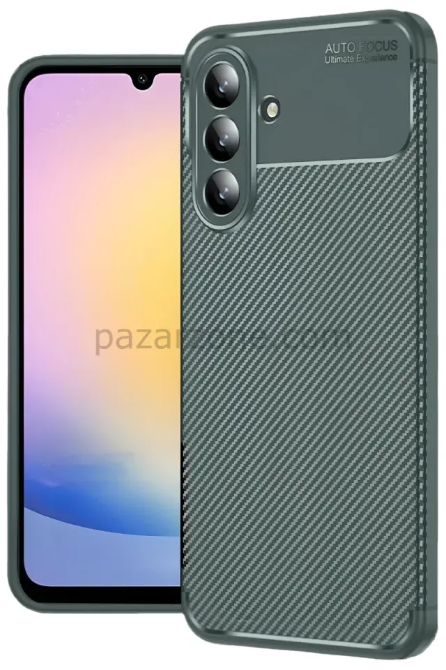Newface Samsung Galaxy S25 FE Auto Focus Karbon Kapak - Koyu Yeşil