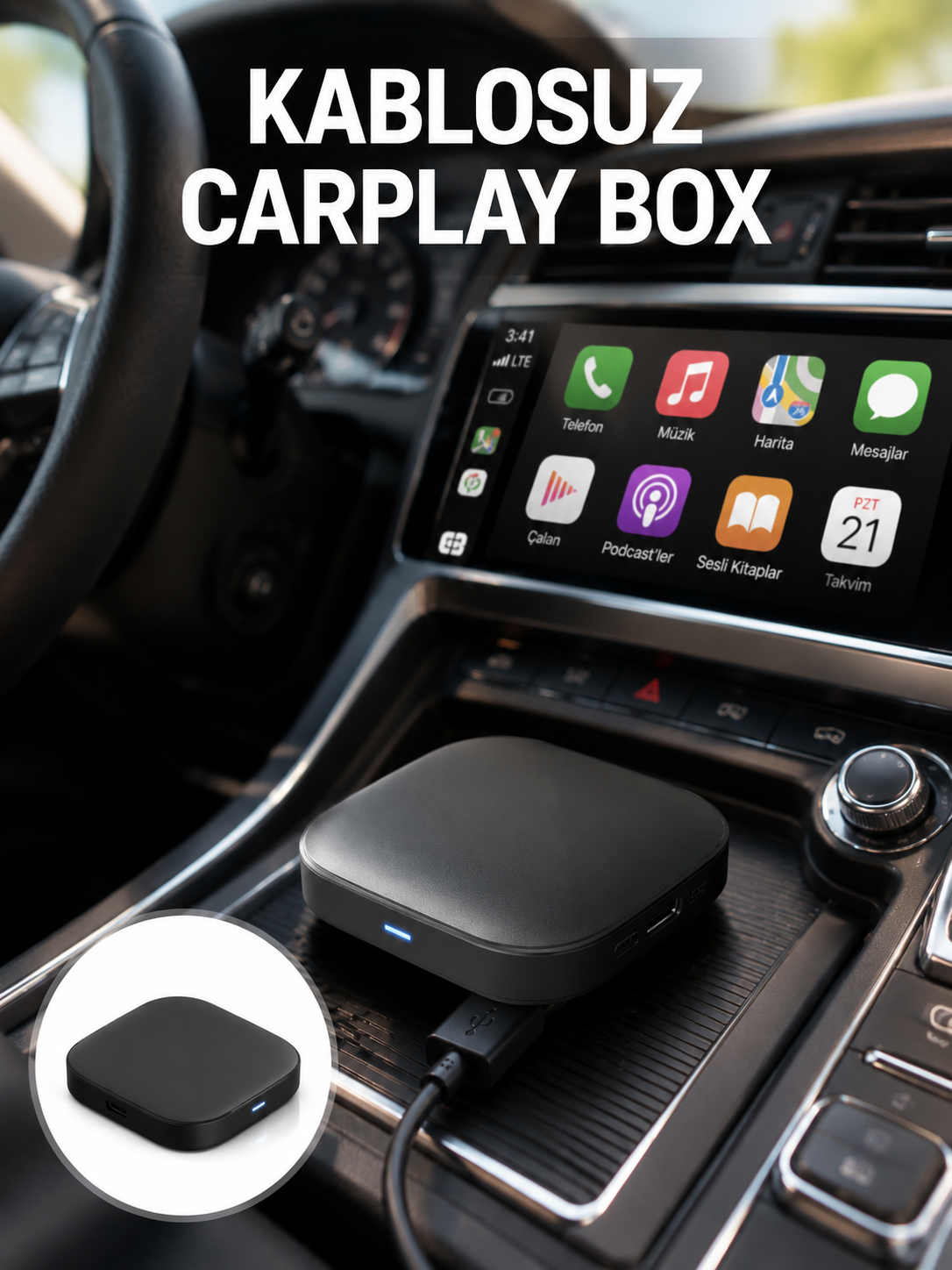 5.8GHz WiFi Destekli Kablosuz Android Auto Dönüştürücü Yeni Nesil
