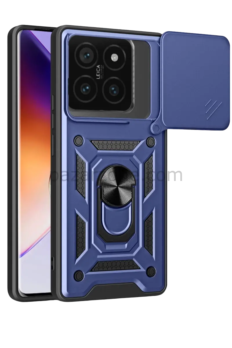 Newface Xiaomi Mi 14T Pro Kılıf Pars Lens Yüzüklü Silikon - Lacivert