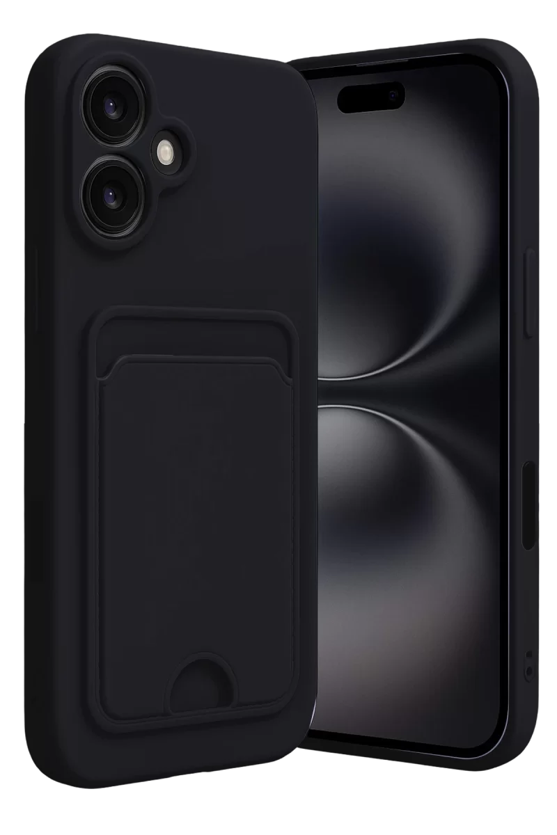 Newface Apple iPhone 16 Kılıf Kelvin Kartvizitli Silikon - Siyah