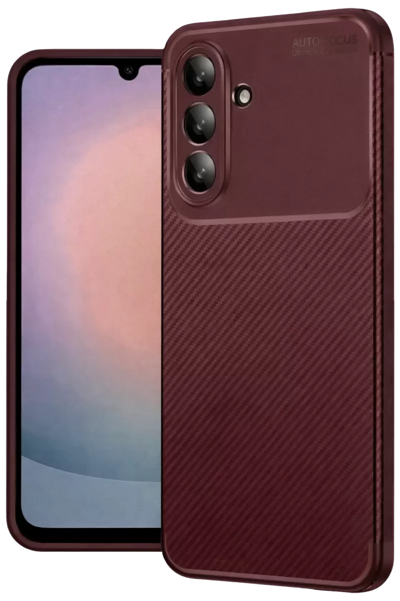 Newface Samsung Galaxy A26 Kılıf Auto Focus Karbon Kapak - Bordo